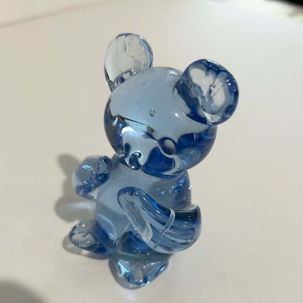 Vintage Light Blue Art Glass Koala‎ Teddy Bear Paperweight 3.5" Sculpture Figure